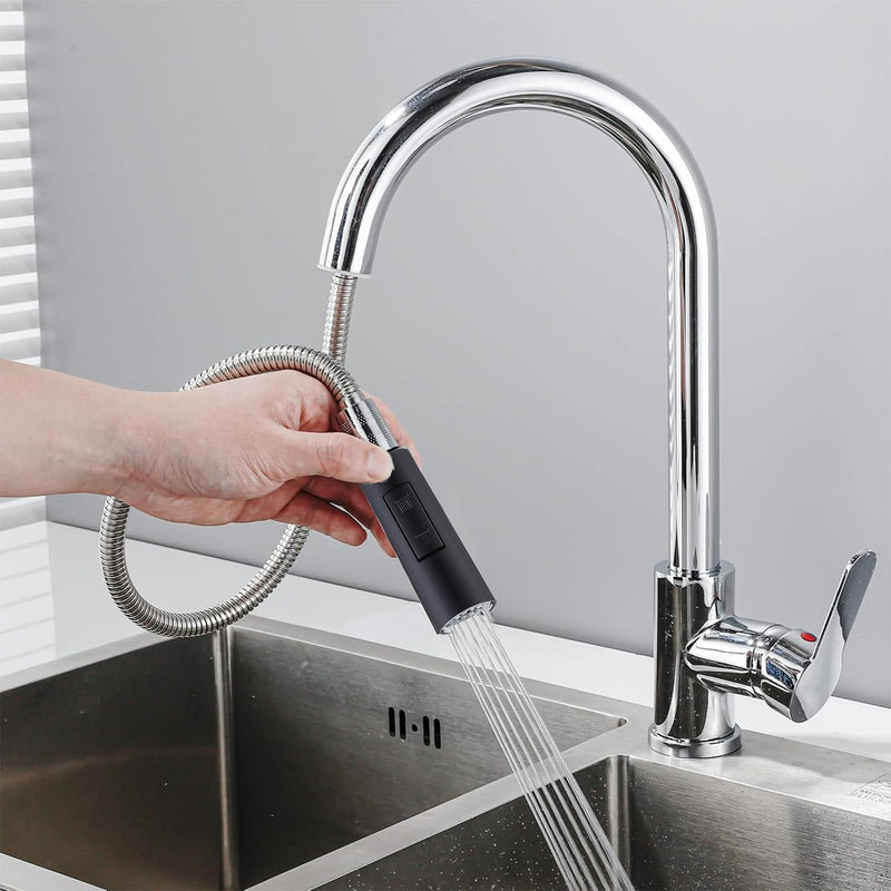 Extendable Kitchen Tap Shower Head Replacement Black 2-Way Function | Sparkling water mode and shower water mode with universal fit for all pull-out taps. Easy installation