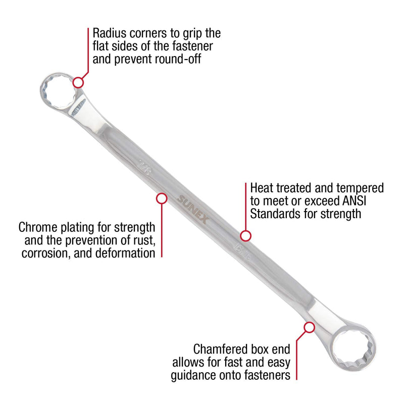 Sunex 9950 SAE Double Box Wrench Set, 5 Piece