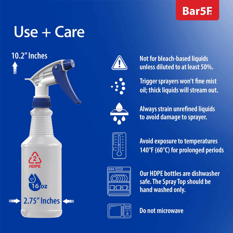 [Australia - AusPower] - Set of 2 Premium 16 oz Spray Bottles, NBR Gasket - Superior Hydrocarbon Resistance - Ideal for Auto Detailing & Industrial Cleaning Pack of 2 