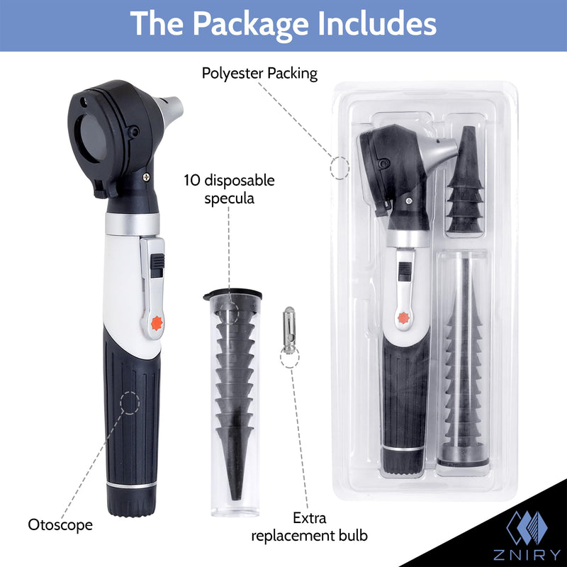 [Australia - AusPower] - Fiber Optic Mini Otoscope - Ear Scope with Light, Ear Infection Detector (Black Color) 