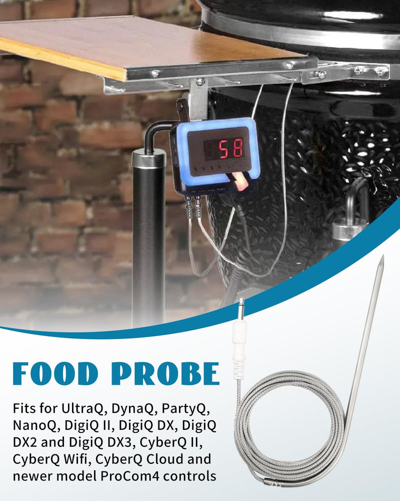 [Australia - AusPower] - 8 Foot Temperature Probe Fit for DynaQ/UltraQ/PartyQ/DigiQ/CyberQ Controls Food Premium Dishwasher Safe Temperature Probe 