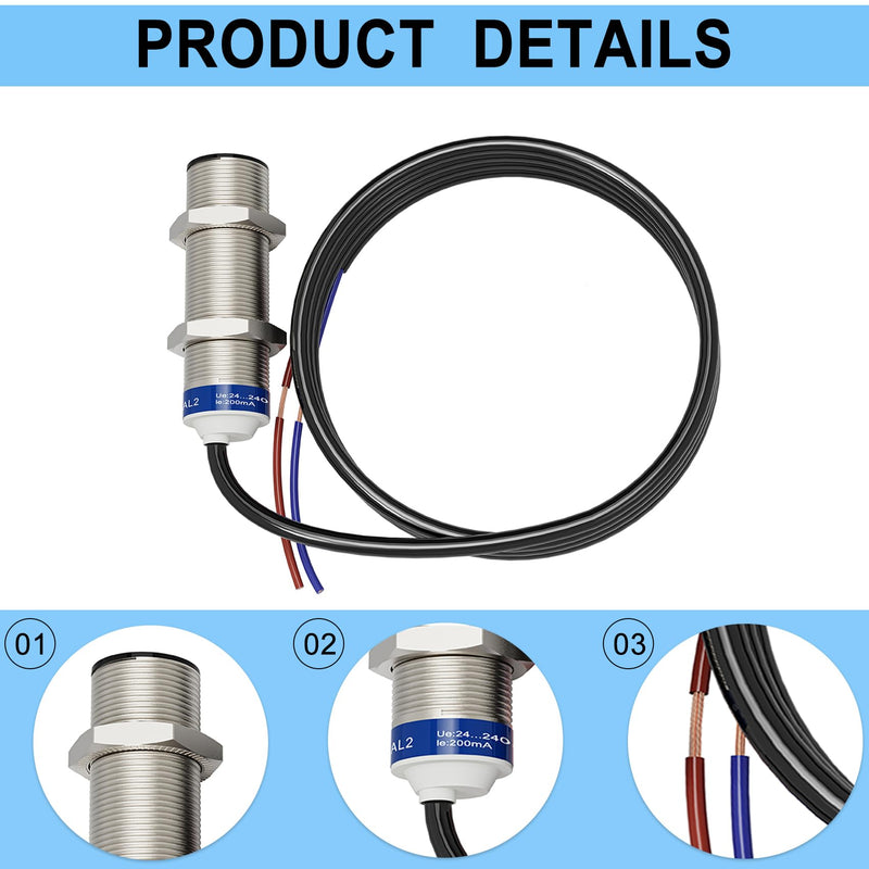 [Australia - AusPower] - XS618B1MAL2 Universal Inductive Proximity Sensor, 2-m Electrical Cable, 2-Wire AC/DC Wiring for PNP or NPN Input, NO Contact Output, Embedded Installation, Multi-Function 
