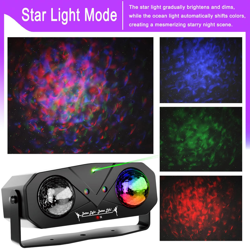 [Australia - AusPower] - Party Lights DJ Disco Light,Disco Ball Star Projector RGB LED Strobe Lights Stage Light Sound Activated Ocean Wave Effect for Parties Club Holiday Christmas Birthday Wedding Party Lights 