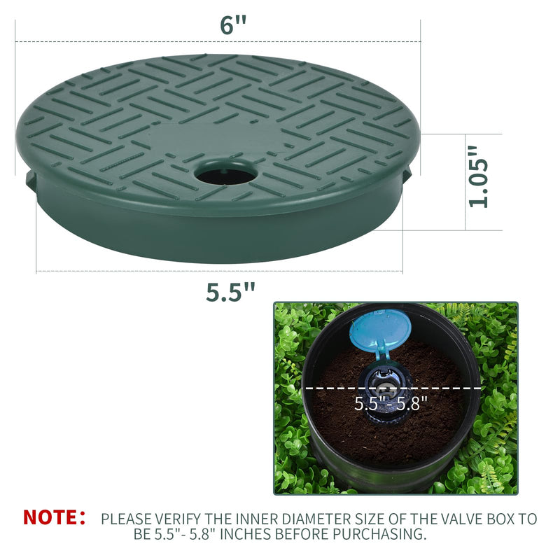 2 Pcs Sprinkler Valve Box Cover, Valve Box Cover Lid for Outdoor Sprinkler Irrigation Control Water System Lawn?Compatation with ID 5.5" OD 6" Sprinkler Valve Box (6 inch) 6 inch