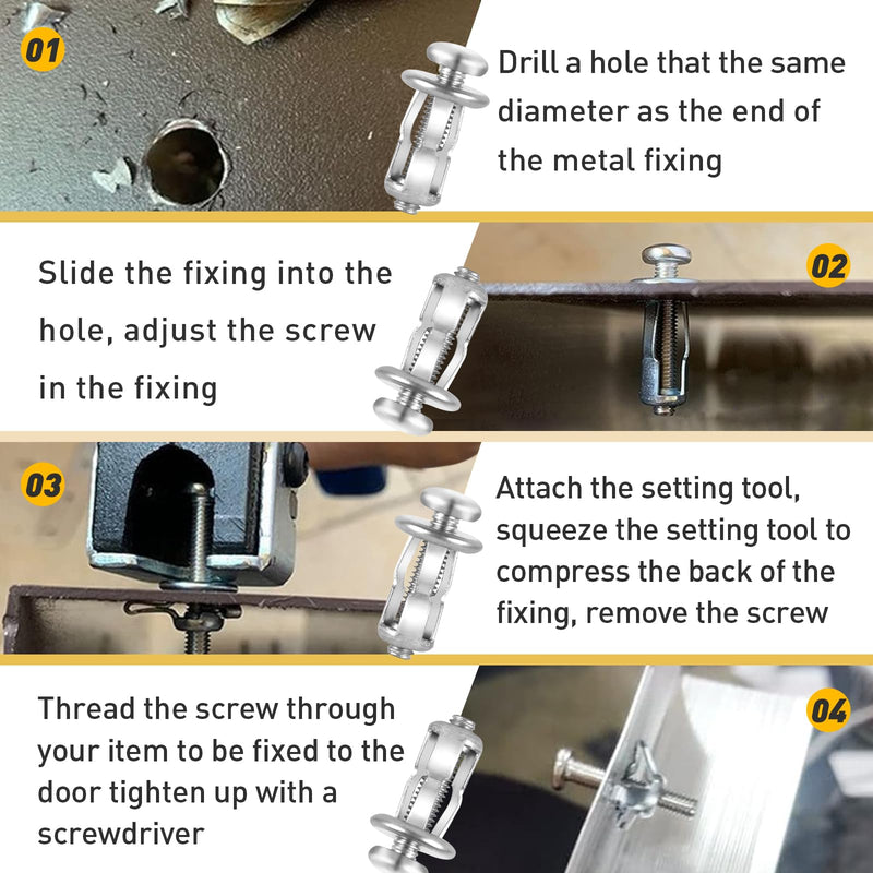 [Australia - AusPower] - 20Pcs M4 x 20 Hollow Door Anchor Set, Hollow Metal Cavity Fixing Hollow Wall Anchors for Aluminium cladding Sheet Steel Pipe, Iron Sheet, Hollow Plastic Sheet(8 * 16MM) M4 x 20(8*16MM) 