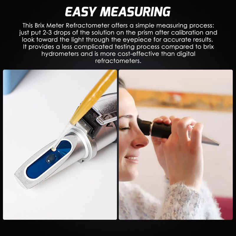 [Australia - AusPower] - Range 0-32% Brix Refractometer with ATC, Brix Meter for High-Concentrated Sugar Solution Content Test Tool 0.2% Division, Refractometer Check Growing Plants Ripeness for Making Juice, Brandy, Beer 0 - 32% Brix 