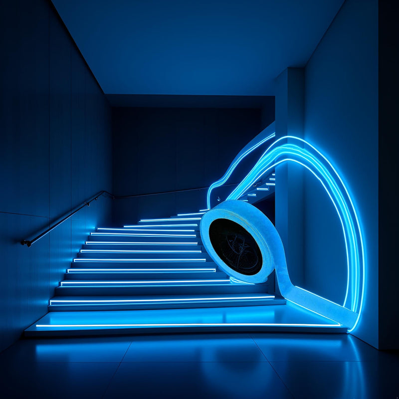 3Pcs Blue Glow in The Dark Tape 9.8 FT Fluorescent Spike Sticker Glow in The Dark Markers,for Stairs Walls Steps Safetys Exits Sign Warning Tape Self-Adhesive Tapes,Safety Warning Tapes