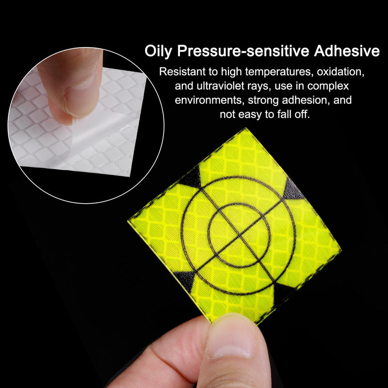 HARFINGTON 100pcs Survey Reflector Sheets 60x60mm Self-Adhesive Reflective Tape Survey Target Mark for Total Stations, Green 100 60mm x 60mm