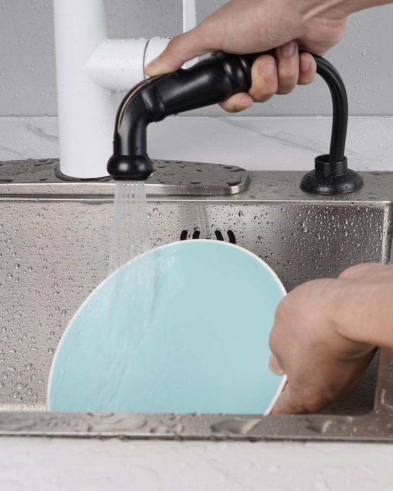 Hygie Rinse Universal Fit Kitchen Faucet Sprayer Attachment/Hose/Holder Set Compatible with Moen/Delta Faucet Sprayer Replacement, Kitchen Sink Side Sprayer Head, Oil Rubbed Bronze Sprayer Head/Hose/Holder Set