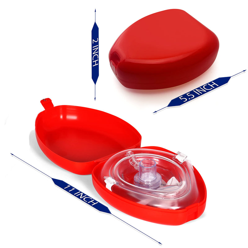 [Australia - AusPower] - ASA TECHMED 5 Pack Medical CPR Rescue Mask, Adult Child Pocket Resuscitator, in Red Hard Case with Wrist Strap, CPR mask w/O2 with Gloves - 6.5 x 4.8 x 1.6 inches 