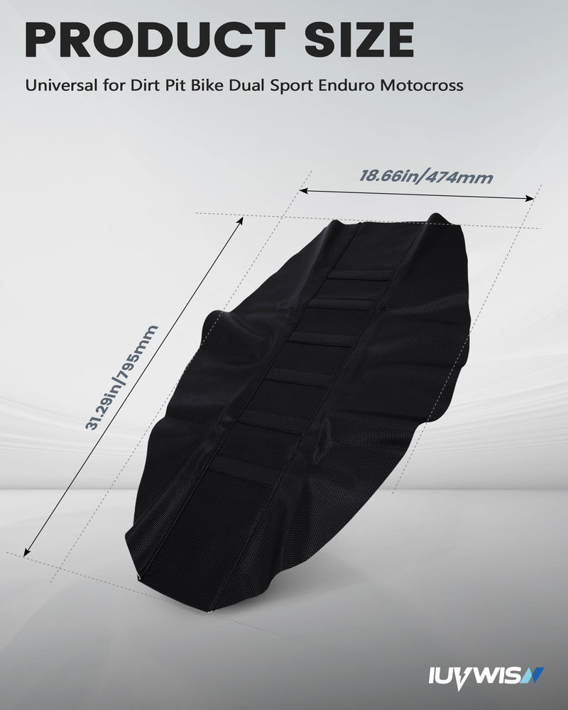 Motorcycle Soft Seat Cover Gripper Non-Slip Seat Cover Universal for Dirt Pit Bike Dual Sport Enduro Motocross Black
