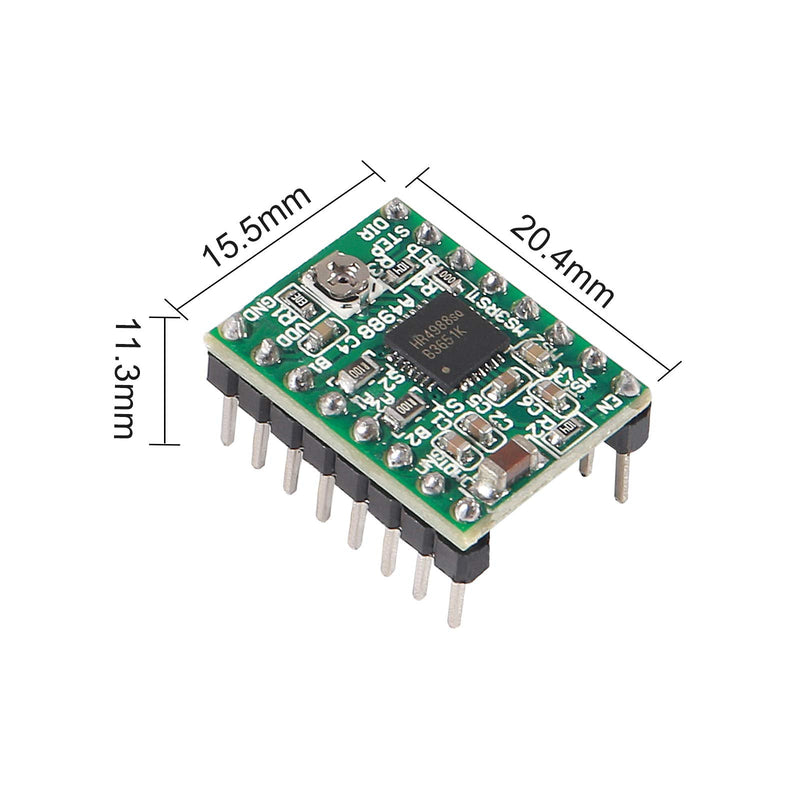 6PCS A4988 Stepstick Stepper Motor Driver Module with Heat Sink for 3D Printer Controller Ramps 1.4,Green (6PCS A4988) 6PCS A4988 Green