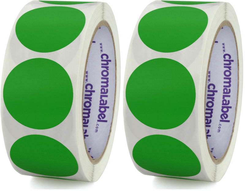 ChromaLabel 1.50 Inch Round Label Removable Color Code Dot Stickers, Inventory Labels, 500 Labels per Roll, Green (Pack of 2) 1.5" Diameter (Pack of 2)