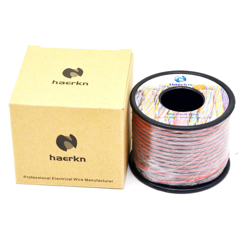 [Australia - AusPower] - 22 awg Silicone Electrical Wire 2 Conductor Parallel Wire line 200ft [Black 100ft Red 100ft] 22 Gauge Soft and Flexible Hook Up Oxygen Free Stranded Tinned Copper Wire 22awg/0.3mm² 