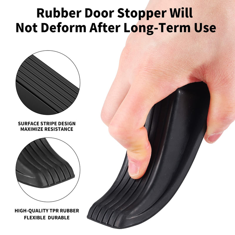 [Australia - AusPower] - Door Stoppers, 2 Pack Premium Rubber Door Stoppers for Bottom of Door Security Rubber, Door Stopper Wedge for Carpet Heavy Duty Door Black-2PCS 