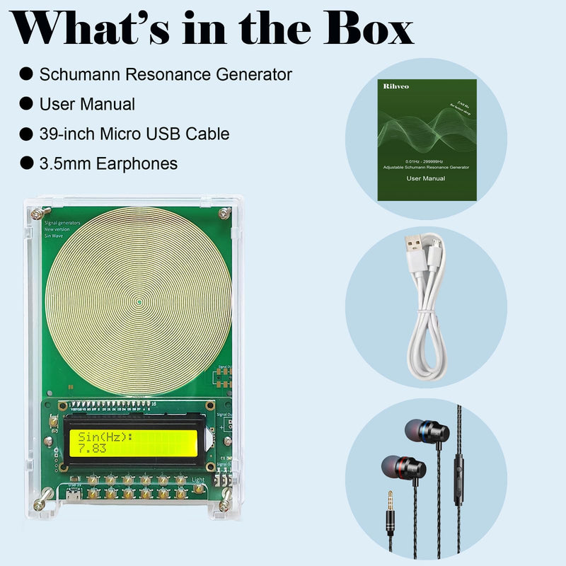 7.83Hz Schumann Resonance Generator, Adjustable Sine Wave Frequency Generator for Healing (0.01Hz-299999Hz) with Acrylic Case, USB Powered Signal Generator for Relaxation, Stress Relief & Better Sleep