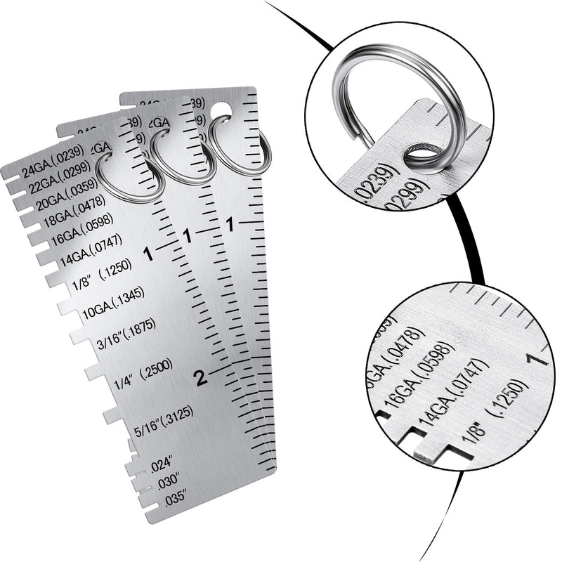 [Australia - AusPower] - Weewooday 3 Pcs Gauge Metal Sheet Thickness Gauge Metal Gauge Tool Stainless Steel Thickness Gauge One Sided Material Wire Thickness Gauge Plated Size Inspection Tool 