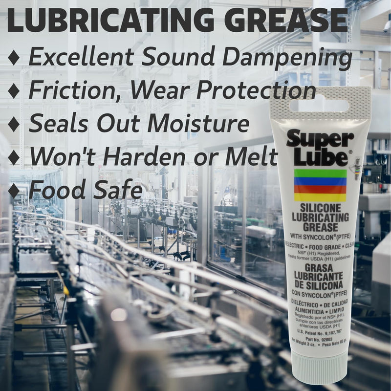 [Australia - AusPower] - Super Lube 92003 Silicone Lubricating Grease with PTFE, 3 oz Tube, Translucent White 3oz Tube 