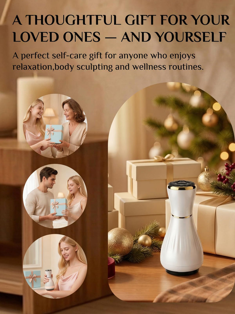 Electric Cupping Massager for Body with Suction, Microcurrent, Red Light & Heat, Lymphatic Drainage Massager, 12 Intensity Body Sculpting Machine, Cellulite Massage Tool for Arms Legs Waist Back-White