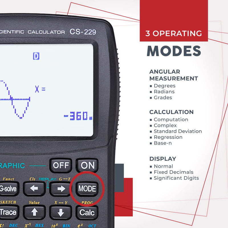 [Australia - AusPower] - CATIGA Scientific Calculator with Graphic Functions - Multiple Modes with Intuitive Interface - Perfect for Students of Beginner and Advanced Courses, High School or College 1) Black 