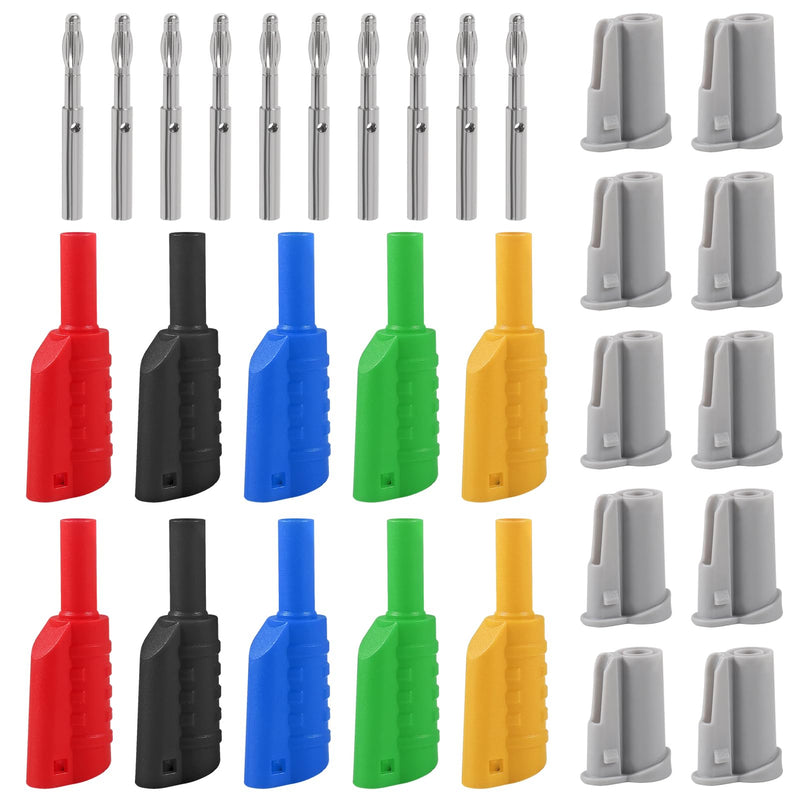 [Australia - AusPower] - 10pcs 4mm Stackable Banana Plugs, Safety Fully Insulated Solderless Screw Fixation Banana Plugs Adapter 