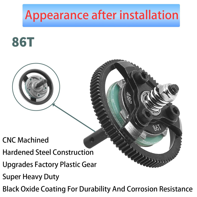 [Australia - AusPower] - RC 48P 86T Spur Gear Hardened Steel Spur Gear Upgrades Part for Traxxas 1/10 Slash Stampede Rustler Bandit 2WD VXL XL-5 F-150 SVT, (86T) 