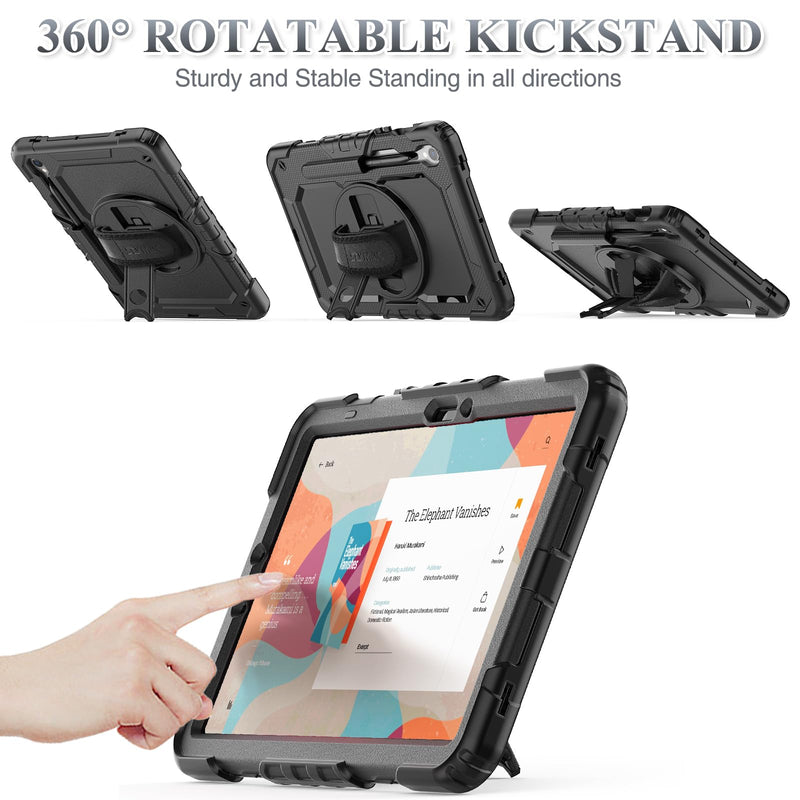 [Australia - AusPower] - SEYMAC stock for Samsung Galaxy Tab S9/ S9 FE 5G Tablet Case 2023 with Screen Protector Pencil Holder [360 Rotating Hand Strap] &Stand, Drop-Proof Case for Galaxy Tab S9 FE 10.9''/ S9 11'', Black1 case for Galaxy Tab S9 FE 10.9''/S9 11'' 