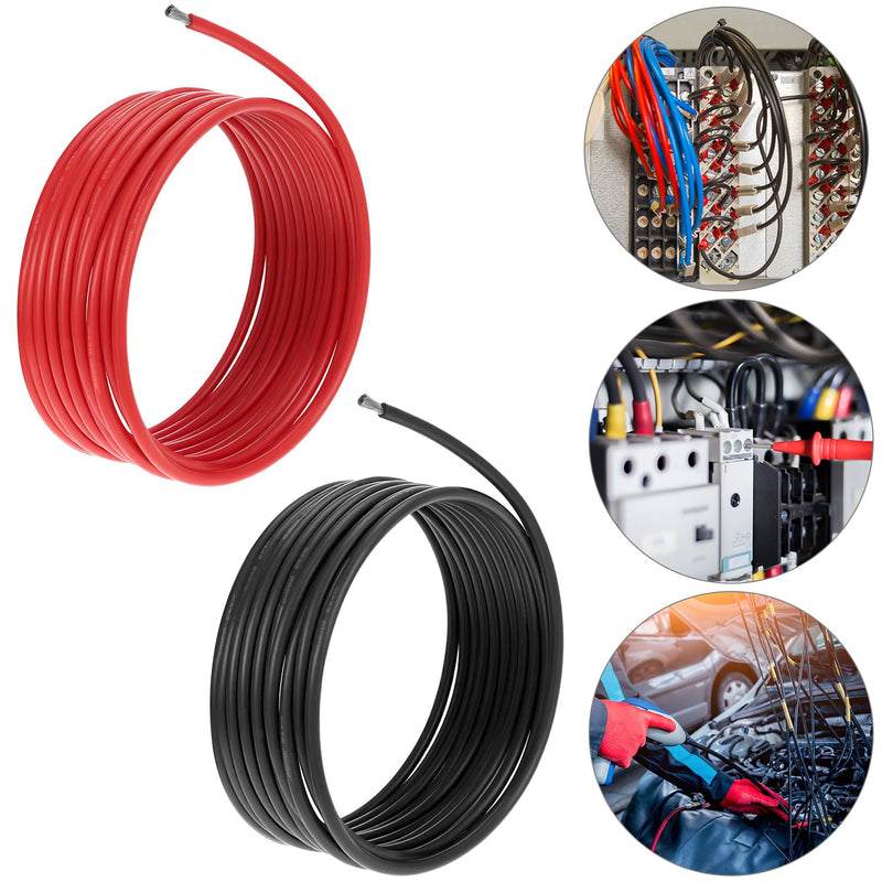QWORK 10AWG 6 mm² Silicone Electronic Cable - 5 m Black 5 m Red - 10 Gauge Silicone Wire Car Cable Flexible and Soft Low Impedance 1050 Strands OFC Tin-Plated Wires 10 awg 5m+5m