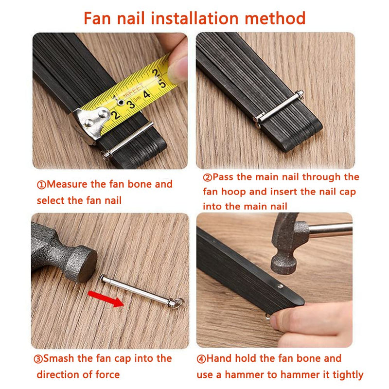 [Australia - AusPower] - 8 Pack Folding Fan Axle Rivet Nail Nut Repair Kit 35mm / 1.38in Handheld Fans Central Rotating Shaft Replacement Fastener for DIY Handmade Bamboo Paper Flower Foldable Hand Fan Accessories 35mm/1.38in 