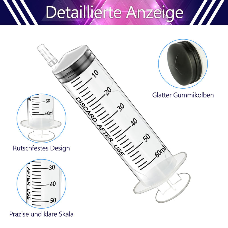 Pack of 6 Syringes 1 ml 5 ml 10 ml 20 ml 30 ml 60 ml Syringe with Hose Reusable Syringes Feeding Syringes for Scientific Laboratories Animal Feeding Plant Watering