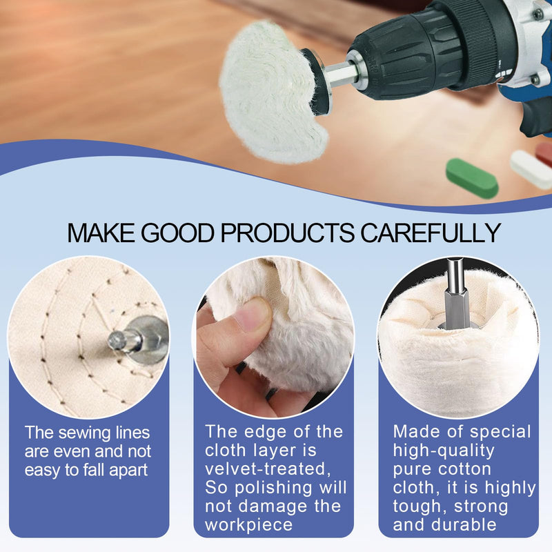 [Australia - AusPower] - Neeki 12-Pcs Polishing and Buffing Kit, Includes 1/4" Shank Drill Buffing Wheels, Polishing Compound, and Sponge Pads for Metal, Wood, Plastic, and More 