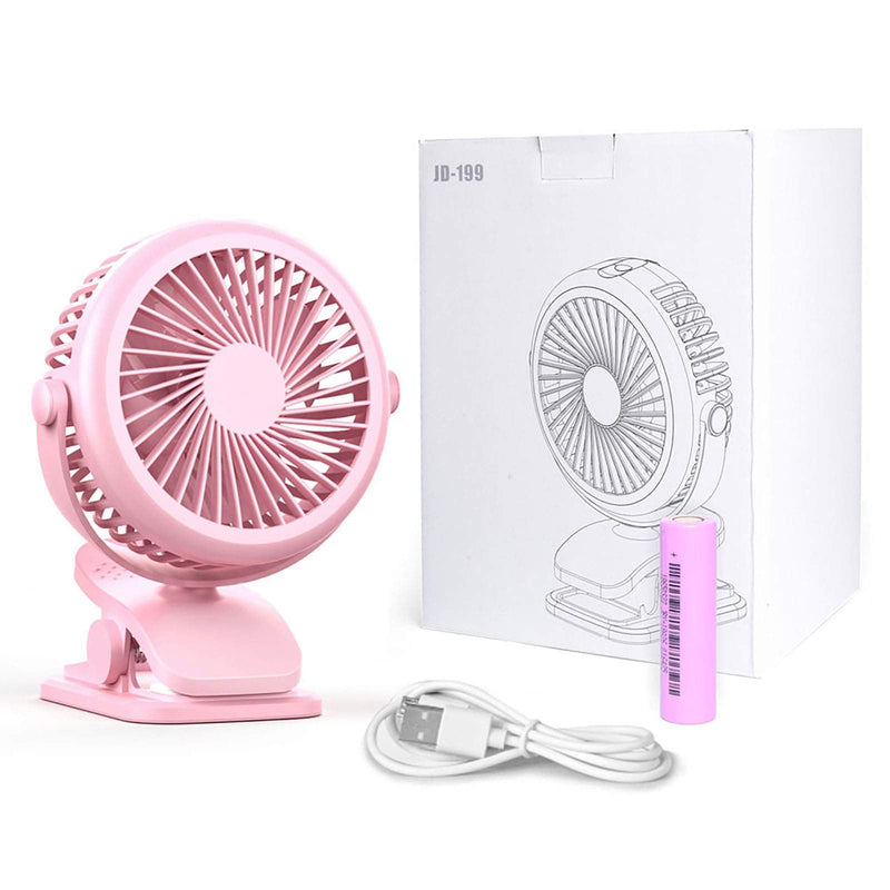 [Australia - AusPower] - Cambond Baby Stroller Fan Clip - On Battery Operated Baby Fan With 3 Adjustable Speed For Baby Carseat Travel Camping, Pink Fixed Front Grill 