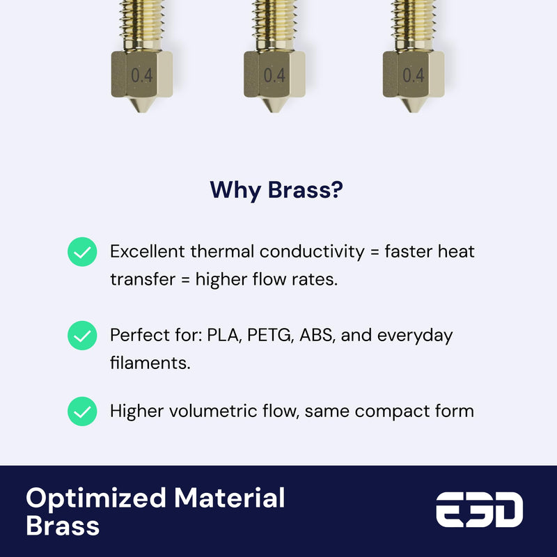 [Australia - AusPower] - Genuine E3D High Flow Prusa Nozzle for MK4/XL 3D Printer (Brass, 0.4mm) Brass 