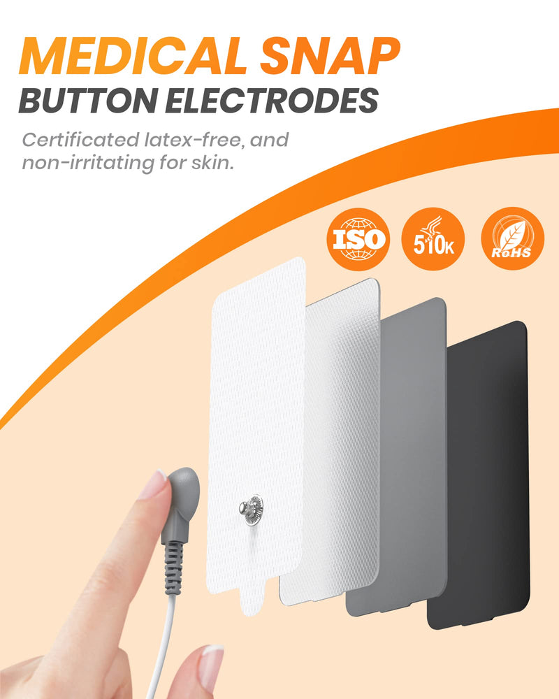 [Australia - AusPower] - 10-Pack TENS Unit Replacement Pads, Rectangular Snap TENS Electrode Pads with self-Adhesion for 50 Times, AVCOO Latex-Free 1.8"X3.8" TENS Pads Compatible with TENS EMS Devices Use 3.5mm Button Leads 