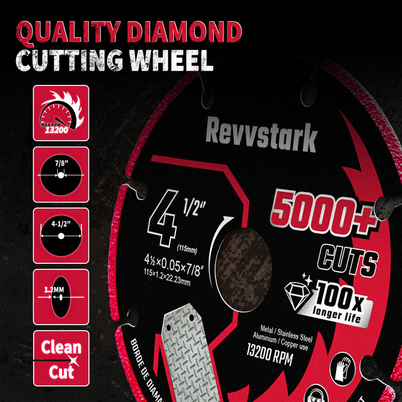 [Australia - AusPower] - 5 Pack Diamond Cutting Wheel 4 1/2 Inch for Metal with 7/8" Arbor, Carbide Cutting Wheel, Angle Grinder Cutting Disc, 4 1/2 Cut Off Wheel for Metal with 5000+ Cuts on Rebar, Steel, Iron and INOX 4.5"x7/8in. 5.0 