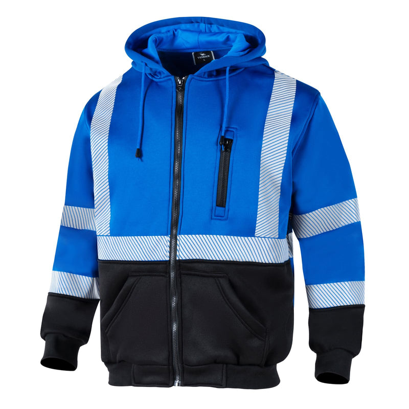 VENDACE High Visibility ANSI Class 3 Reflective Safety Fleece Sweatshirt Hoodie for Men Hi Vis Hoodies Zipper Jacket 3X-Large Royal Blue