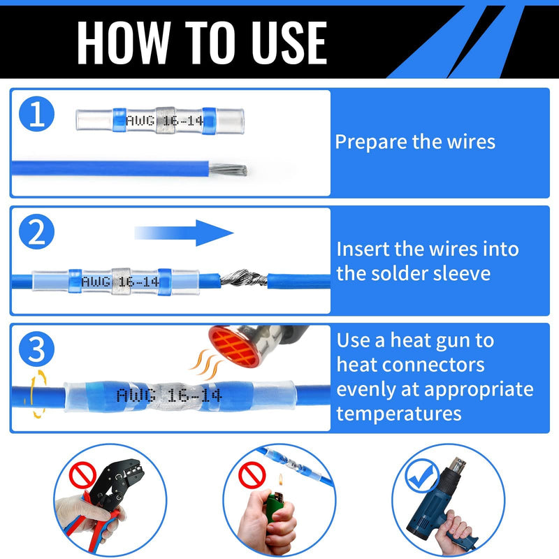 [Australia - AusPower] - 400PCS Solder Seal Wire Connectors, Sopoby Self Soldering Heat Shrink Butt Connector Solder Sleeve Waterproof Insulated Electrical Butt Splice Wire Terminals for Marine Automotive Boat Truck 