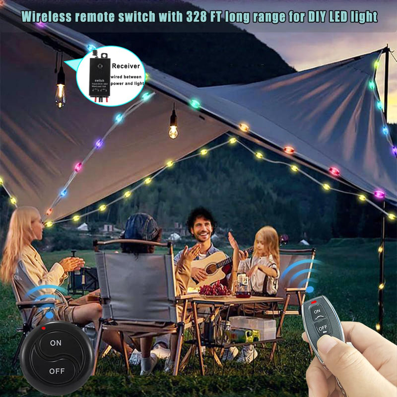 12 V Radio Switch, Wireless Light Switch, DC 5 V/12 V/24 V/48/10 A Mini Relay, Wireless Light Switch, Remote Control, 328 ft Long Distance, for Ceiling Lights, Lamps 5V-48V/10A mini Relais-328FT