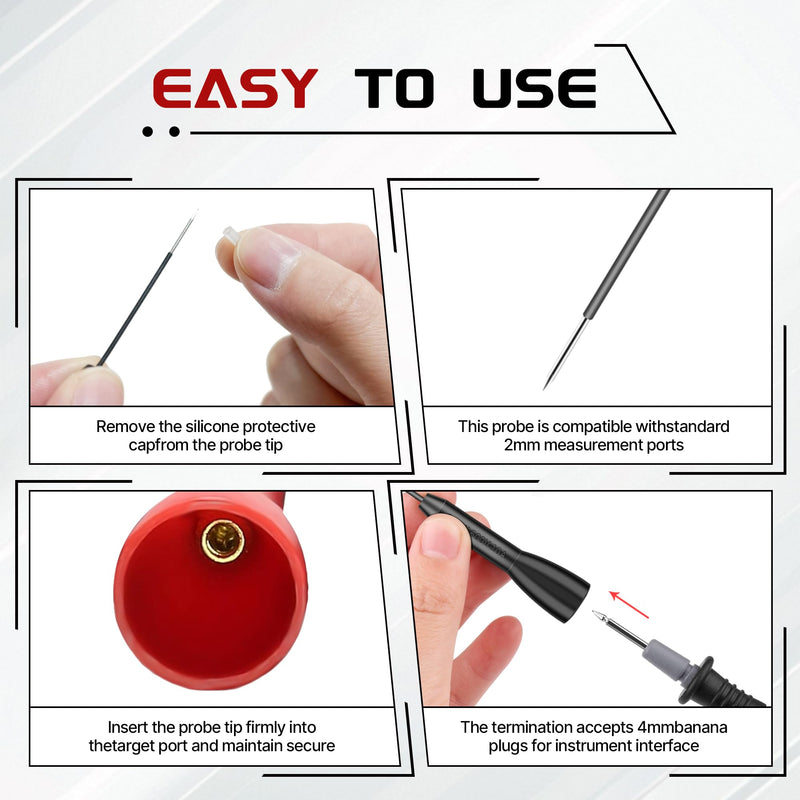 [Australia - AusPower] - 4 Pcs Needle Probes, Probe Back Probe Kits, Wire Puncture Probe Insulated Back Probe Non Destructive Pinning, Needle Micro Pin Stainless Steel Tipped Tip for Banana Socket Tester (0.7mm 1mm) 0.7mm 1mm 