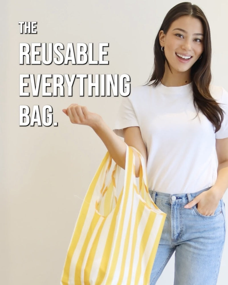 Papaya Reusable Grocery Shopping Bag, Foldable & Lightweight 3 Pack Multi Color