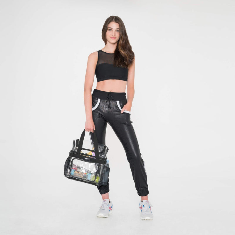 Heavy Duty Clear Lunch Tote Stadium Bag Approved Durable Crossbody Travel Makeup Cosmetic Box for Football Basketball Baseball Games Concerts Work Correctional Officers (Bold Black, 12 x 6 x 12)