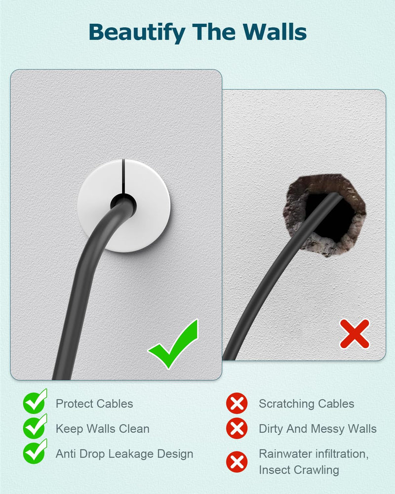 [Australia - AusPower] - Starlink Cable Routing Kit for 3/4inch Wall Hole 4 PCS White Cable Grommet for Starlink Wall Pass Through Kit with 3/4” Spade Drill Bit, 5/16" Cobalt Drill Bit, Wall Wires Cilp and Cabling Tools 3/4 Inch Kit 
