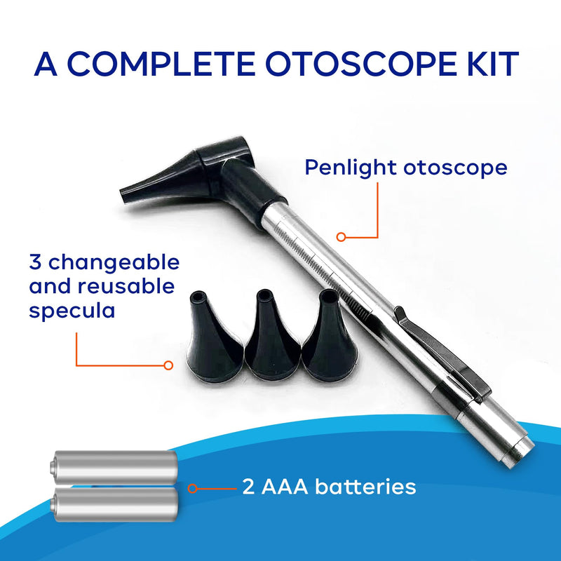 [Australia - AusPower] - WaxBgone Otoscope - Bright LED Light with 3X Magnification to Check Your Family’s Ears at Home - Includes 3 Reusable and Easy-to-Clean Specula Tip Sizes for Adults, Kids & Babies and 2 AAA Batteries 