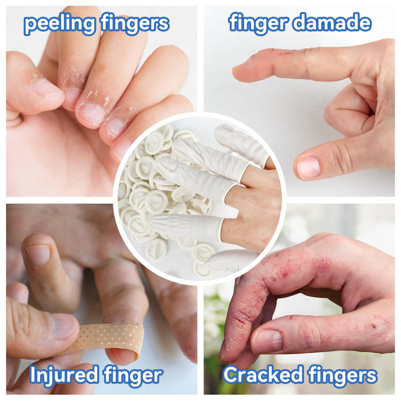 [Australia - AusPower] - 280 PCS Finger Cots - Disposable Medium Finger Gloves Finger Protector Rubber Fingers Cover Finger Shields Finger Sleeves for Beauty Nail Art Tattoo Industrial Electric Finger Cot(White) 