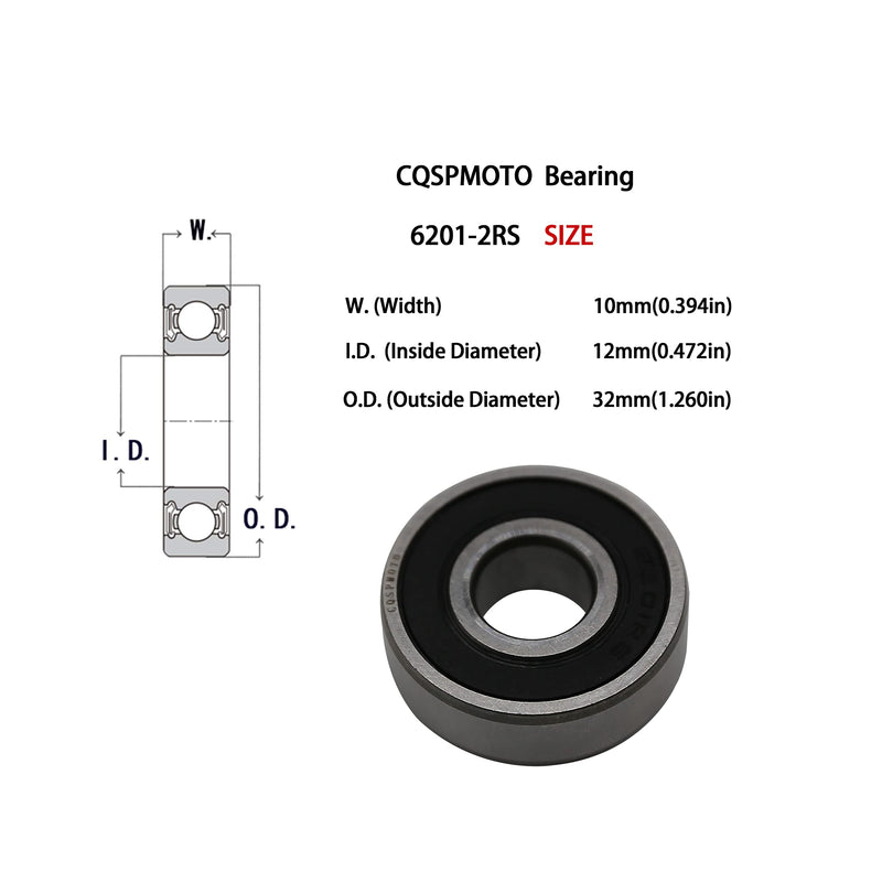 [Australia - AusPower] - Sealed Ball Bearing - Lubricated - Chrome Steel (6201-2RS, 4) 6201-2RS 