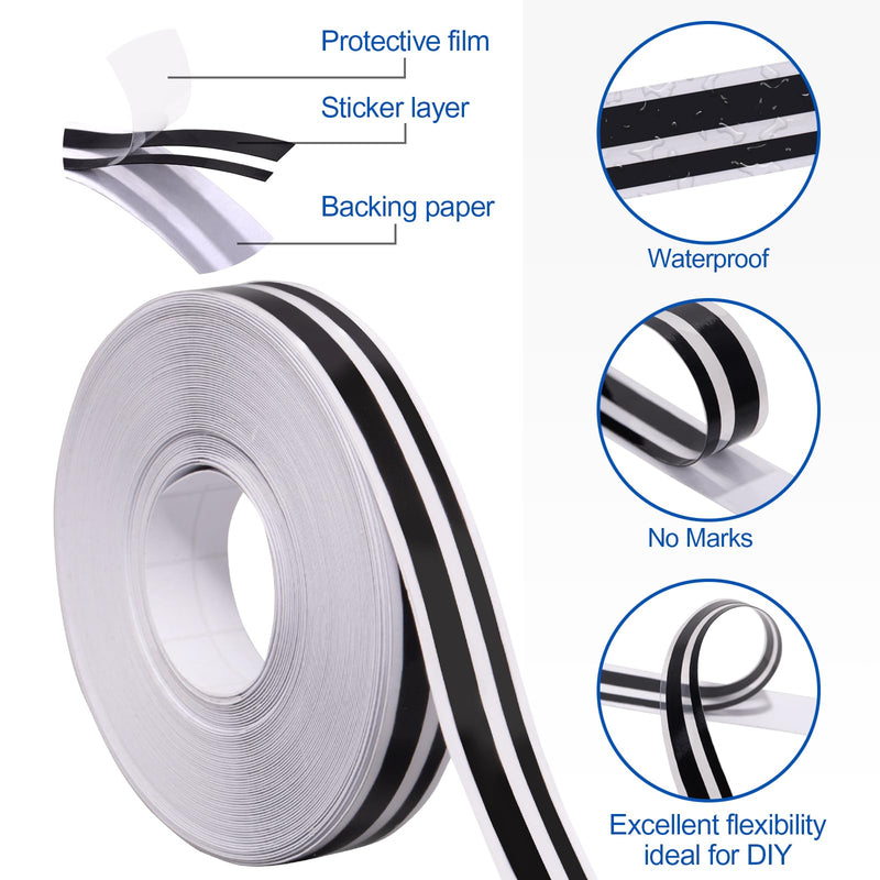 Spurtar 2 Rolls x 33Ft Car Pinstriping Tape Black & 16.4ft/5M Car Interior Trim Strips Purple