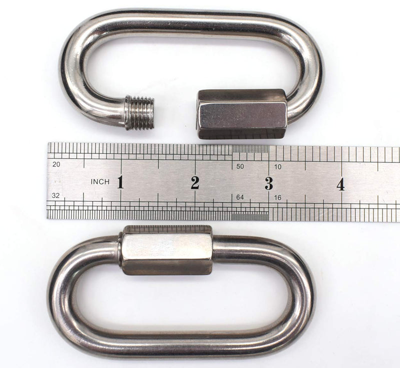 [Australia - AusPower] - 3/8" Quick Links,Alele (10mm) 4 Packs Stainless Steel Chain Links Connector,M10 Heavy Duty D Shape Locking Looks for Carabiner, Hammock, Camping and Outdoor Equipment M10 Quick Links 4pack 