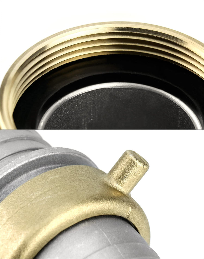 [Australia - AusPower] - QWORK Aluminum Pin Hose Shank Fitting Set, 2" 75 PSI Pin Lug Hose Shank Coupling Set 
