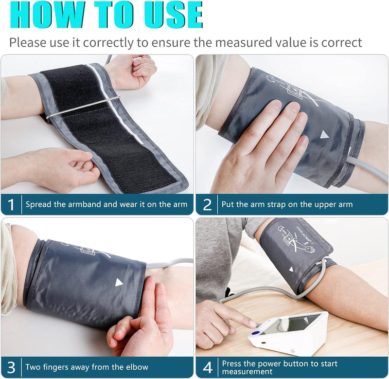 [Australia - AusPower] - Blood Pressure Monitor-Automatic Blood Pressure Machine XL Cuff for Big Arms 13-21”-Medium/Large Cuff 9"-17" Extra Large Backlit LCD Two User 1000 Mem (Blue 
