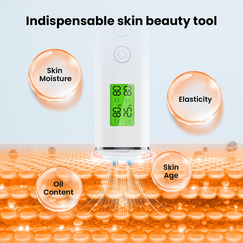 Professional Skin Moisture Tester, Digital Facial Oil Detector, High Precision Skin Hydration Analysis Meter, Hydration monitor,Portable Skin Analyzer with LCD Display & Fluorescent Agent Detection